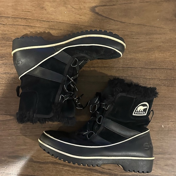 Sorel Women’s Tivoli II Snow Boots Black Waterproof Faux Fur Size 8 - Picture 1 of 7